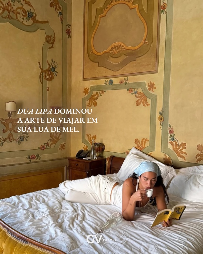 Post sobre a lua de mel de Dua Lipa na Itália, GV Travel